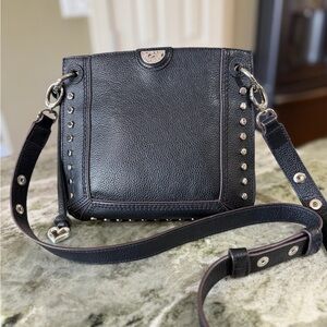 Brighton Pretty Tough Black Leather Crossbody